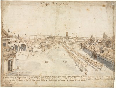 Osiemnaście widoków Rzymu: Campo Vaccino (Forum Rzymskie) autorstwa Kitagawa Utamaro