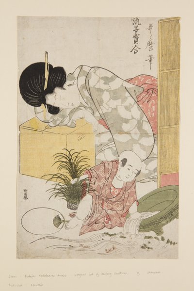 Eleganckie porównania małych skarbów (Furyu ko-dakara awase) (kolorowy drzeworyt) autorstwa Kitagawa Utamaro