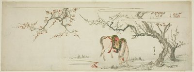 Koń pod kwitnącą śliwką autorstwa Kitagawa Utamaro