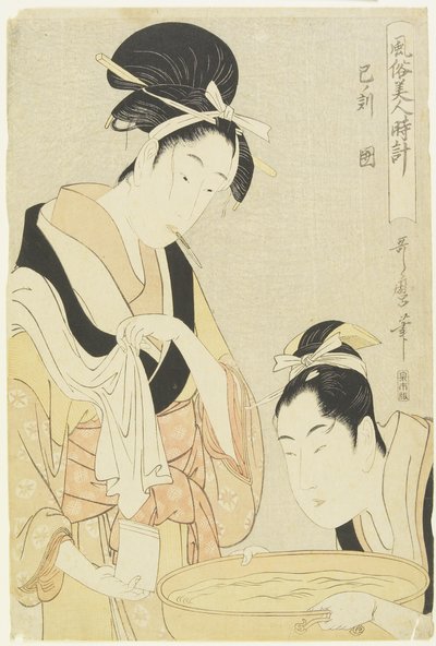 Godzina węża, kobieta trzymana, 1798-1799 autorstwa Kitagawa Utamaro