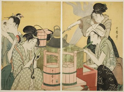 Scena kuchenna autorstwa Kitagawa Utamaro