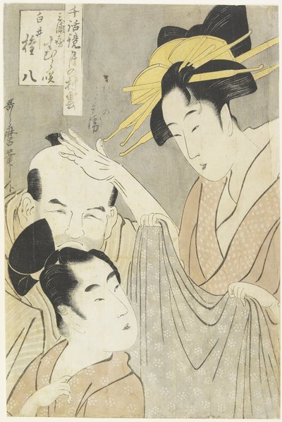 Komurasaki z domu Muuraya, Shirai Gonpachi i Viperous Jihe_, 1798-1800 autorstwa Kitagawa Utamaro