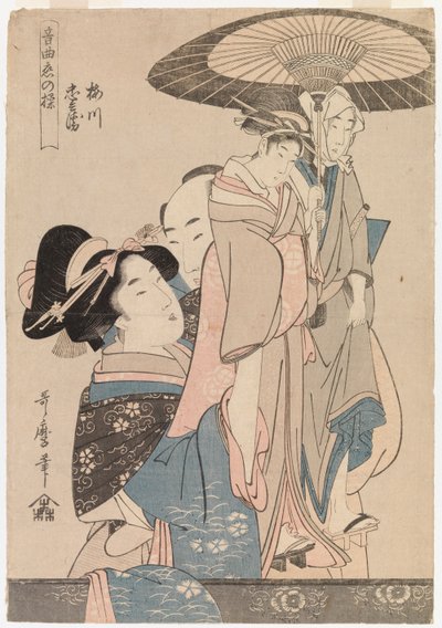 Zakochana para z lalkami teatralnymi autorstwa Kitagawa Utamaro