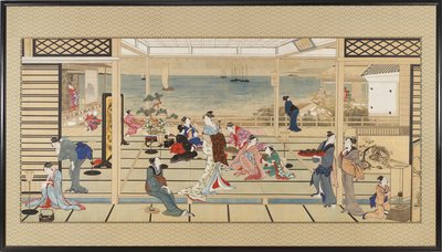 Ucztowanie w świetle księżyca w Dozo Sagami, okres Edo, koniec XVIII – początek XIX wieku. autorstwa Kitagawa Utamaro