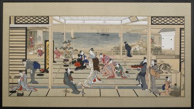 Ucztowanie w świetle księżyca w Dozo Sagami, koniec XVIII wieku. autorstwa Kitagawa Utamaro