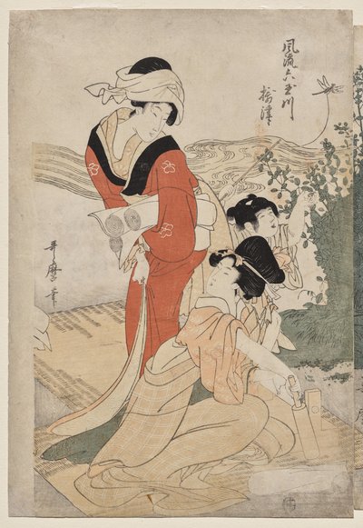 Prowincja Musashi z serii Fashionable Six Jewel Rivers (Furyu Mu Tamagawa) autorstwa Kitagawa Utamaro