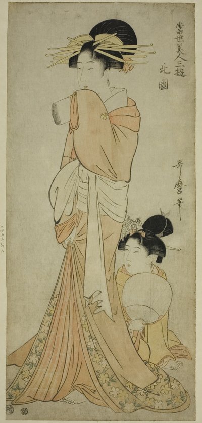 Dzielnica Północna (Hokkoku), z serii „Trzy rozrywki współczesnych piękności (Tosei bijin sanyu)” autorstwa Kitagawa Utamaro