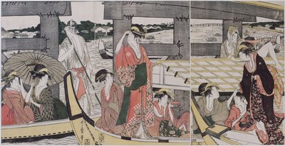 Na górze i pod mostem Ryogoku, ok. godz. 1796 autorstwa Kitagawa Utamaro