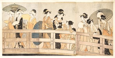 Na górze i pod mostem Ryogoku, ok. godz. 1800 autorstwa Kitagawa Utamaro