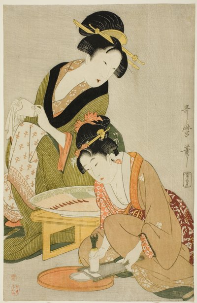 Przygotowanie posiłku autorstwa Kitagawa Utamaro