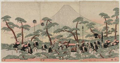 Procesja u podnóża góry Fuji autorstwa Kitagawa Utamaro