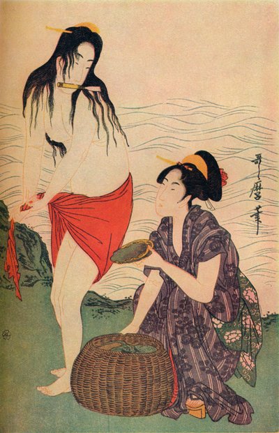 Prawa strona tryptyku The Pearl Divers autorstwa Utamaro, c1797-98, 1936. autorstwa Kitagawa Utamaro