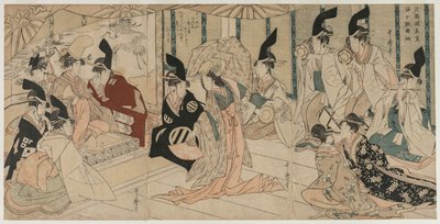 Scena Adaptacja sztuki Skarb wiernych wiernych Chushingura, koniec lat 90. XVIII wieku. autorstwa Kitagawa Utamaro