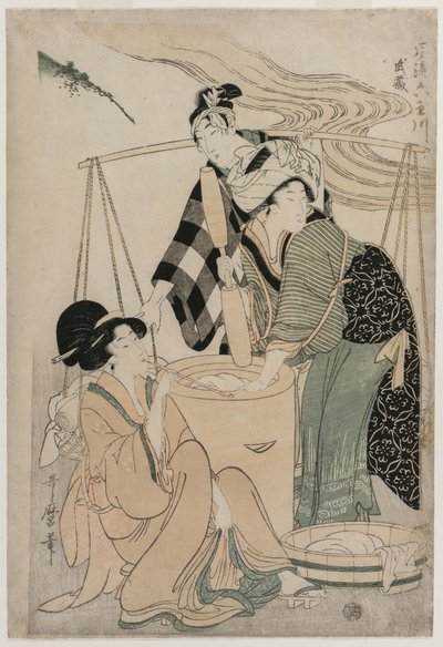 Prowincja Settsu z serii Fashionable Six Jewel Rivers (Furyu Mu Tamagawa) autorstwa Kitagawa Utamaro