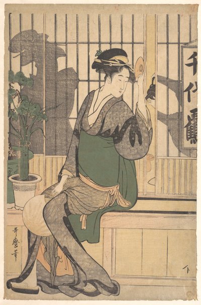 Cienie na shōji autorstwa Kitagawa Utamaro