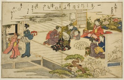 Gra w dopasowywanie muszli, z ilustrowanej książki „Prezenty z odpływu (Shiohi no tsuto)” autorstwa Kitagawa Utamaro