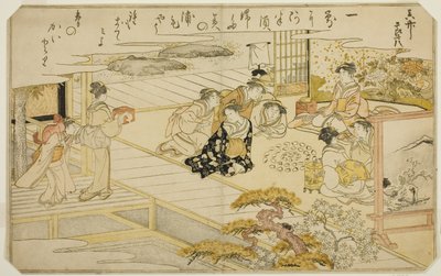 Gra w dopasowywanie muszli, z ilustrowanej książki „Prezenty z odpływu (Shiohi no tsuto)” autorstwa Kitagawa Utamaro