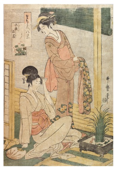 Tatarak i skały w niecce z serii Imitacje ośmiu widoków, ok. 1797-1798 (drewnodruk na papierze) autorstwa Kitagawa Utamaro