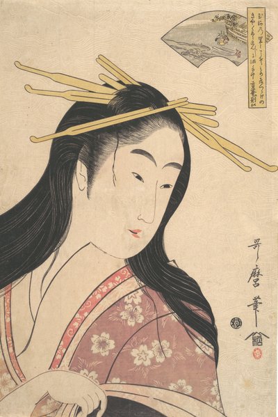 Ręcznie robiona Tama River, z serii, Shi x Tama Rivers, no Tama River, co? 1798. autorstwa Kitagawa Utamaro