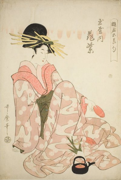 Kurtyzana Hanamurasaki z Tamaya z serii „Curtesans of the Five Festivals (Yukun gosekku)” autorstwa Kitagawa Utamaro