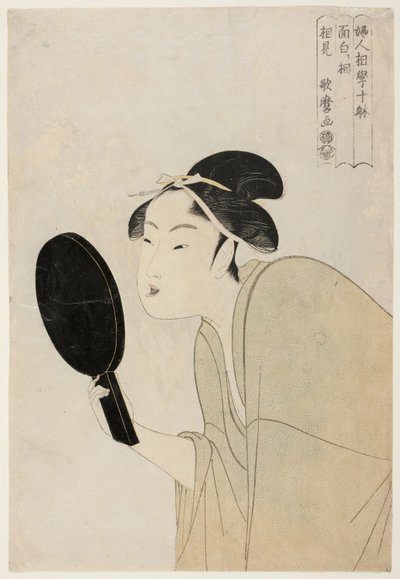 Ciekawy typ (Omoshiroki so) z serii „Dziesięć typów w fizjologicznym badaniu kobiet” („Fujin sogaku juttai”) autorstwa Kitagawa Utamaro