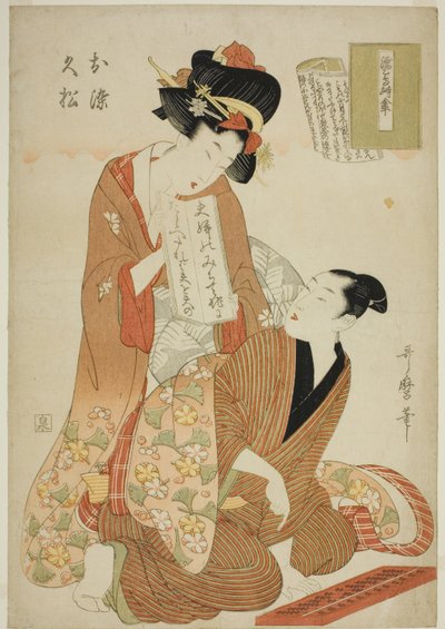 Te Tokoro Ruri, Wet Swallow Negura Kara Umbrella, z serii Tokoro Ruri B Letch (Onna Rully Book) (Wet Swallow Negura Kara Umbrella, późna, Hisamatsu) autorstwa Kitagawa Utamaro