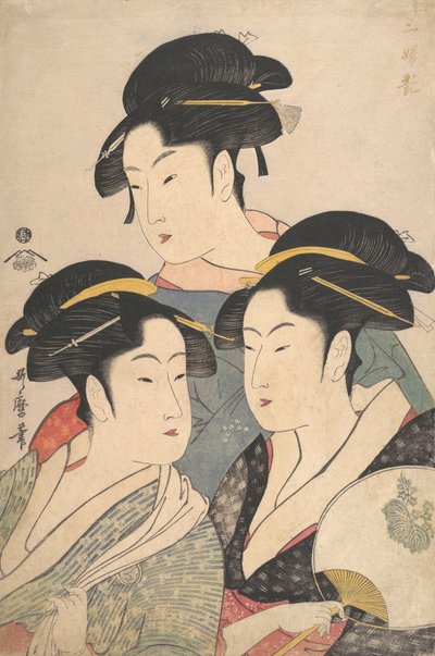Trzy piękności okresu Kwansei, ca. 1791. autorstwa Kitagawa Utamaro