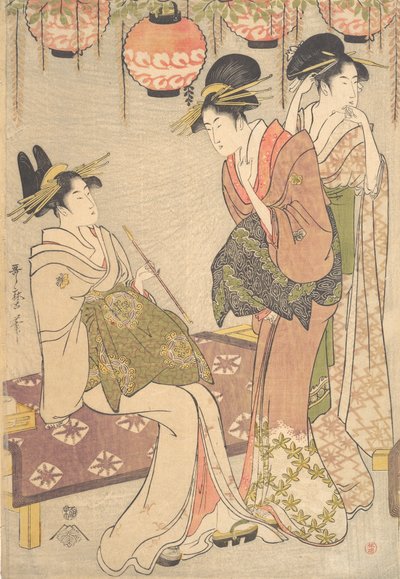 Trzy kurtyzany, koniec XVIII i początek XIX wieku. autorstwa Kitagawa Utamaro
