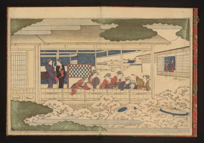 Oglądanie parady wzdłuż głównej ulicy, Nakanochô, w dzielnicy przyjemności Yoshiwara autorstwa Kitagawa Utamaro