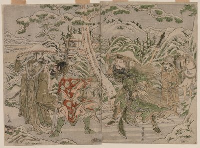Zimowa scena z Romansu Trzech Królestw autorstwa Kitagawa Utamaro