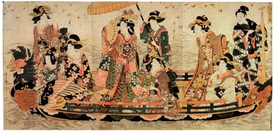 Wiśniowy widok Hanami, początek XIX wieku. autorstwa Kitagawa Utamaro II