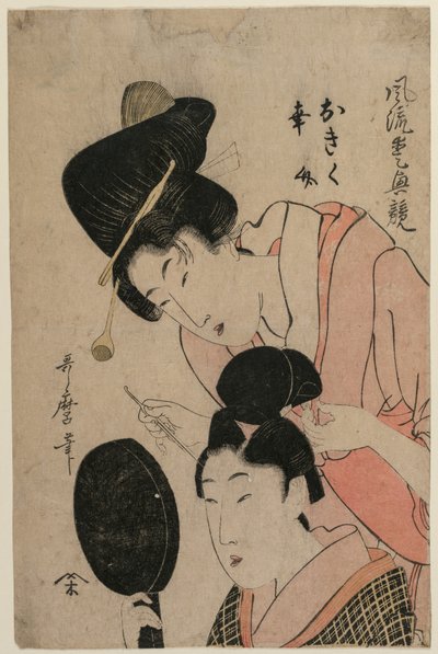 The Lovers Okiku i Kozuke (z serii Eleganckie porównanie uroczych cech) autorstwa Kitagawa Utamaro II