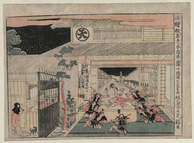 Chushingura: Akt X z serii Obrazy perspektywiczne dla Skarbca Lojalności, ok. 1930 1790 autorstwa Kitao Masayoshi