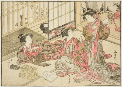 Kurtyzany Kado Daikokuya, z książki „Zwierciadło pięknych kobiet Dzielnicy Przyjemności (Seiro bijin awase sugata kagami),” tom. 2 autorstwa Kitao Shigemasa