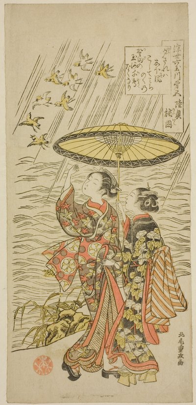 Nr 5: Noda River w prowincji Mutsu, z serii „Sześć Jewel Rivers of the Floating World (Ukiyo Mu Tamagawa)” autorstwa Kitao Shigemasa