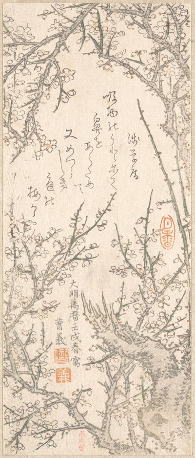 Śliwka w kwiecie, 1813. autorstwa Kitao Shigemasa