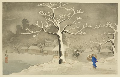 Dolny nasyp w Mimeguri, Mukojima (kolorowy drzeworyt) autorstwa Kiyochika Kobayashi