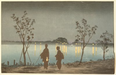 Noc na rzece Sumida autorstwa Kiyochika Kobayashi