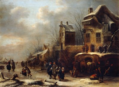 Lodowisko na rzece, 1665 autorstwa Klaes Molenaer