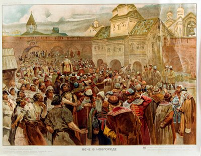 Nowogród - Veche w Republice Nowogrodzkiej (1136-1478) - Oeuvre de Lebedev, Claudius Vasilievich (1852-1916) autorstwa Klavdiy Vasilievich Lebedev