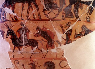 Powrót Hefajstosa (Hefajstosa) na Olympusie - detal pansy, przedni rejestr B dolny - krater grecki 