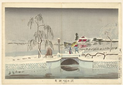 Sanktuarium Benten w Ikenohata Brzeg stawu przy sanktuarium Benten Ikenohata Benten (tytuł na obiekcie) autorstwa Kobayashi Kiyochika