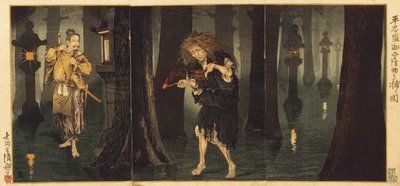 Taira no Tadamori pojmuje kapłana z Midō autorstwa Kobayashi Kiyochika