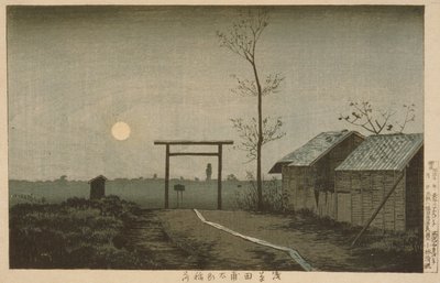 Chram Tarō Inari na polach ryżowych Asakusy autorstwa Kobayashi Kiyochika