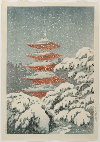Pięciopiętrowa Pagoda w sanktuarium Nikko_, ok. 1930 r. 1930-1940 autorstwa Koitsu Tsuchiya