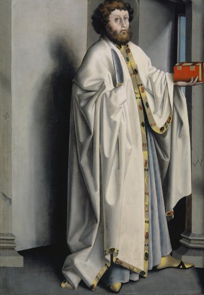 Św. Bartłomiej z Ołtarza Heilspiegel, ok. 1435 (media mieszane na desce dębowej) autorstwa Konrad Witz