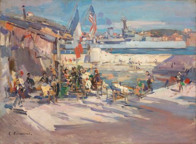 Kawiarnia we francuskim porcie autorstwa Konstantin Alekseevich Korovin