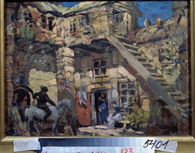 Scenografia do baletu Don Kichot Leona (lub Ludwiga) Minkusa (1826-1917) (Scenografia do baletu Don Kichot L. Minkusa). Praca Konstantina Aleksiejewicza Korovina (Constantin Korovin) (1861-1939), gwasz na tekturze autorstwa Konstantin Alekseevich Korovin