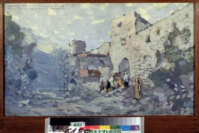Scenografia do opery Le Demon Antona Rubinsteina (1829-1894) (Scenografia do opery Demon A. Rubinsteina). Praca Konstantina Aleksiejewicza Korowina (Constantin Korovin) (1861-1939), tempera na tekturze autorstwa Konstantin Alekseevich Korovin