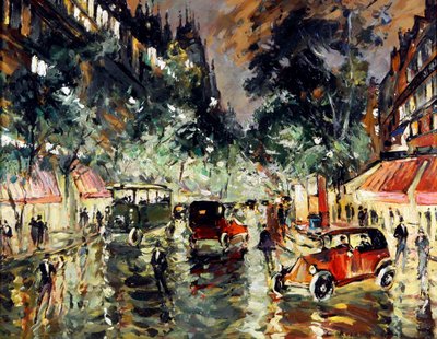 Deszczowa noc w Paryżu par Korovin, Konstantin Alexeyevich (Constantin Korovin) (1861-1939) autorstwa Konstantin Alekseevich Korovin